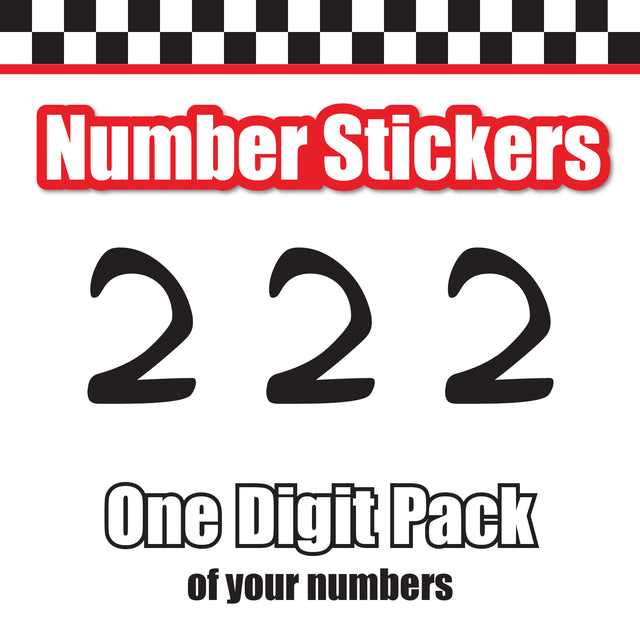 Single Number Decal Sticker Individual Numbers Decals 3 pcs Color Solid - Anime Font