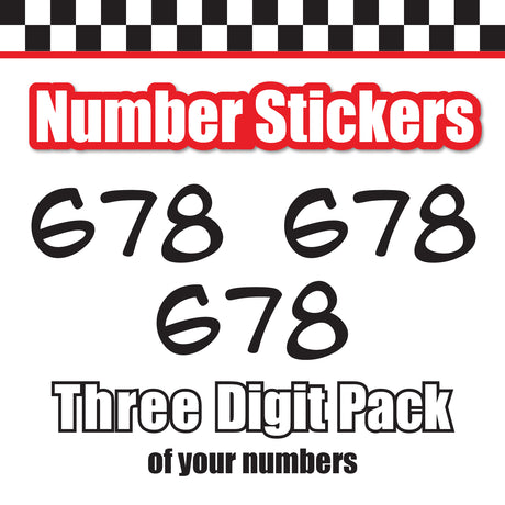 Single Number Decal Sticker Individual Numbers Decals 3 pcs Color Solid - Anime Font