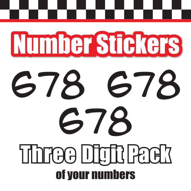 Single Number Decal Sticker Individual Numbers Decals 3 pcs Color Solid - Anime Font