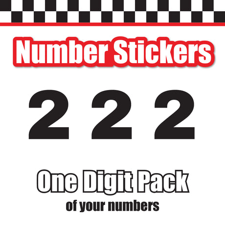 Single Number Decal Sticker Individual Numbers Decals 3 pcs Color Solid - Archivo Black Font