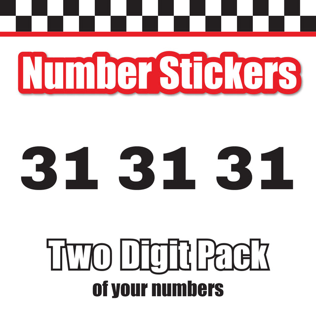 Single Number Decal Sticker Individual Numbers Decals 3 pcs Color Solid - Archivo Black Font