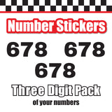 Single Number Decal Sticker Individual Numbers Decals 3 pcs Color Solid - Archivo Black Font