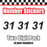 Single Number Decal Sticker Individual Numbers Decals 3 pcs Color Solid - Arial Bold Italic Font