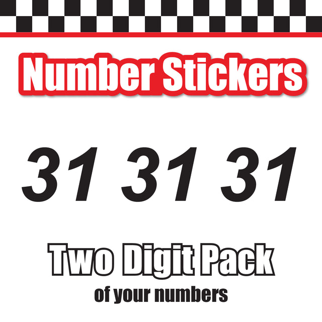 Single Number Decal Sticker Individual Numbers Decals 3 pcs Color Solid - Arial Bold Italic Font