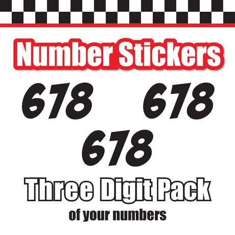 Single Number Decal Sticker Individual Numbers Decals 3 pcs Color Solid - BadaBoom Font