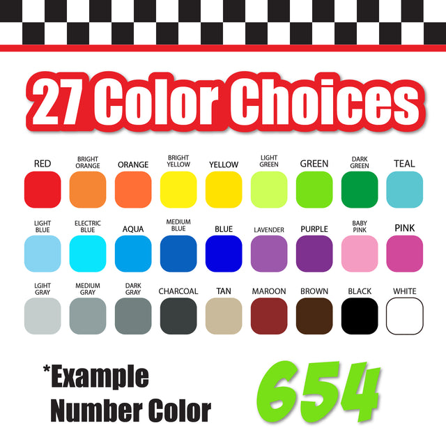 Single Number Decal Sticker Individual Numbers Decals 3 pcs Color Solid - BadaBoom Font