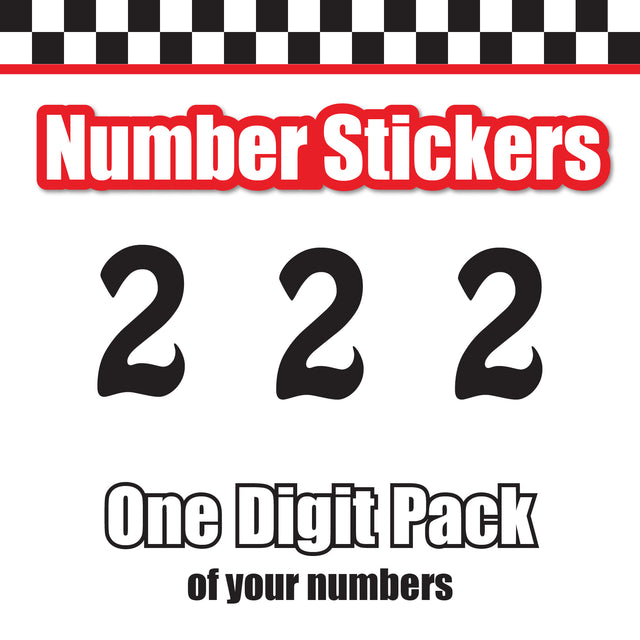 Single Number Decal Sticker Individual Numbers Decals 3 pcs Color Solid - Boffo SSi Font