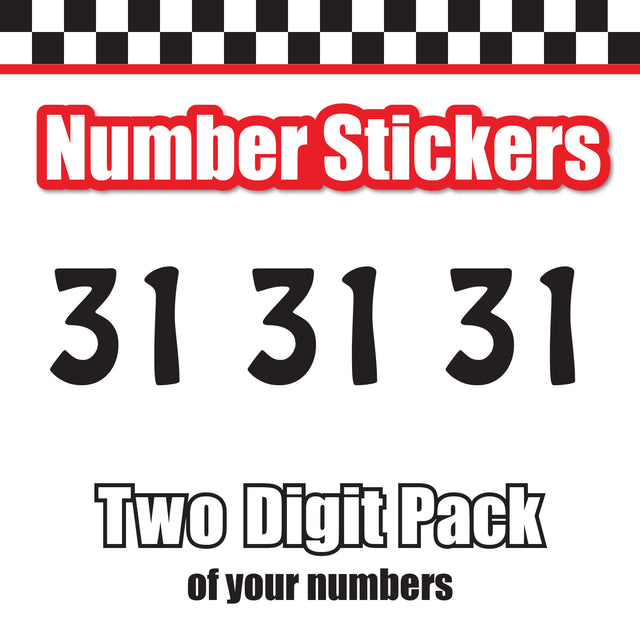 Single Number Decal Sticker Individual Numbers Decals 3 pcs Color Solid - Boffo SSi Font