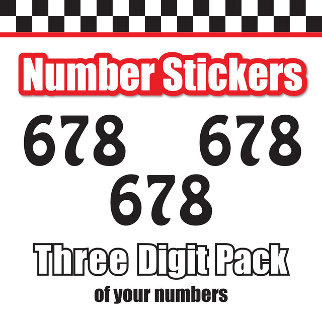 Single Number Decal Sticker Individual Numbers Decals 3 pcs Color Solid - Boffo SSi Font