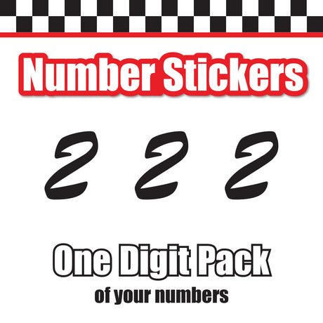 Single Number Decal Sticker Individual Numbers Decals 3 pcs Color Solid - Brush Script MT Italic Font