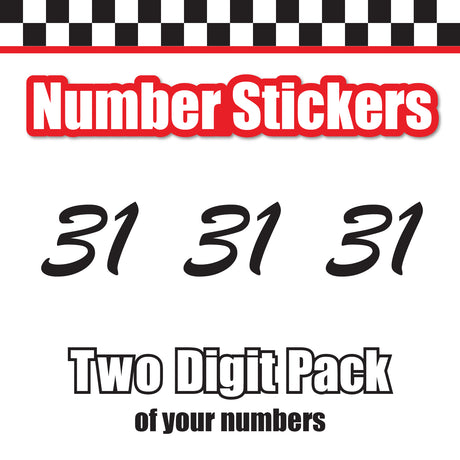 Single Number Decal Sticker Individual Numbers Decals 3 pcs Color Solid - Brush Script MT Italic Font