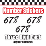 Single Number Decal Sticker Individual Numbers Decals 3 pcs Color Solid - Brush Script MT Italic Font