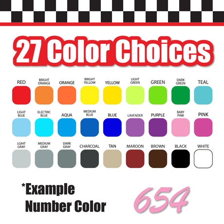 Single Number Decal Sticker Individual Numbers Decals 3 pcs Color Solid - Brush Script MT Italic Font