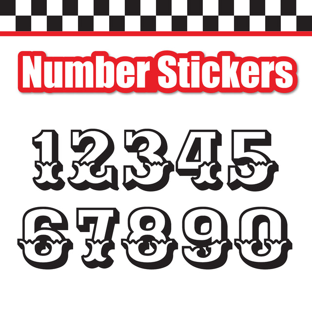 Single Number Decal Sticker Individual Numbers Decals 3 pcs Color Solid - Ewert Font