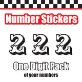 Single Number Decal Sticker Individual Numbers Decals 3 pcs Color Solid - Ewert Font