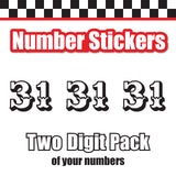 Single Number Decal Sticker Individual Numbers Decals 3 pcs Color Solid - Ewert Font