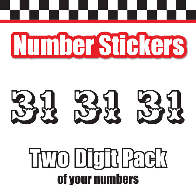 Single Number Decal Sticker Individual Numbers Decals 3 pcs Color Solid - Ewert Font