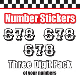 Single Number Decal Sticker Individual Numbers Decals 3 pcs Color Solid - Ewert Font