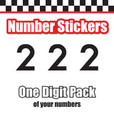 Single Number Decal Sticker Individual Numbers Decals 3 pcs Color Solid - No Movement Bold Font