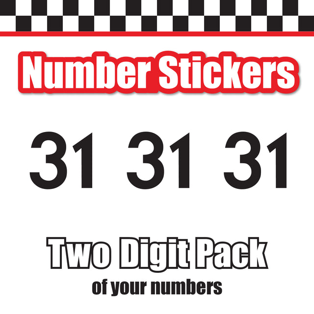 Single Number Decal Sticker Individual Numbers Decals 3 pcs Color Solid - No Movement Bold Font