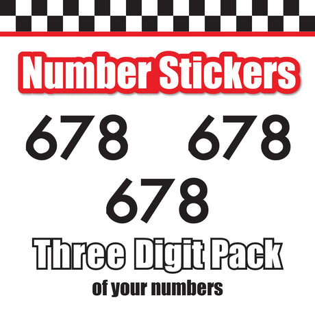 Single Number Decal Sticker Individual Numbers Decals 3 pcs Color Solid - No Movement Bold Font