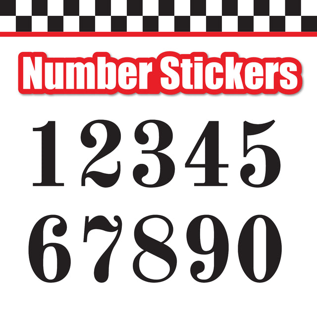 Single Number Decal Sticker Individual Numbers Decals 3 pcs Color Solid - Old Standard TT Bold Font