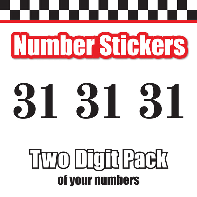 Single Number Decal Sticker Individual Numbers Decals 3 pcs Color Solid - Old Standard TT Bold Font