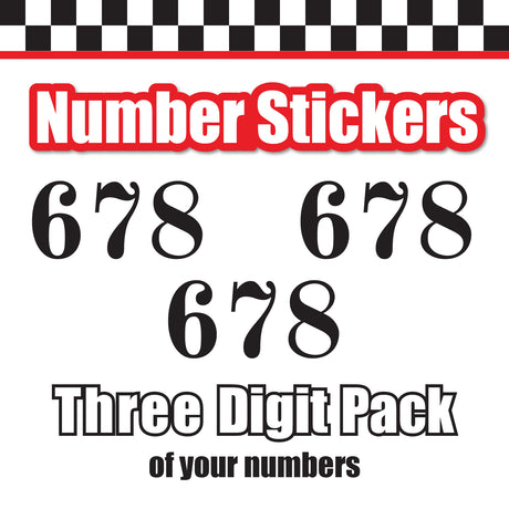 Single Number Decal Sticker Individual Numbers Decals 3 pcs Color Solid - Old Standard TT Bold Font