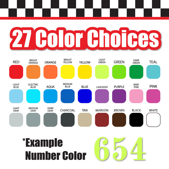 Single Number Decal Sticker Individual Numbers Decals 3 pcs Color Solid - Old Standard TT Bold Font