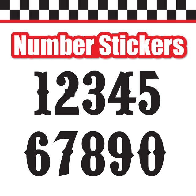 Single Number Decal Sticker Individual Numbers Decals 3 pcs Color Solid - Pointedly Mad Font