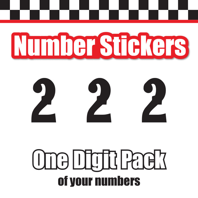 Single Number Decal Sticker Individual Numbers Decals 3 pcs Color Solid - Pointedly Mad Font