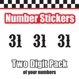 Single Number Decal Sticker Individual Numbers Decals 3 pcs Color Solid - Pointedly Mad Font