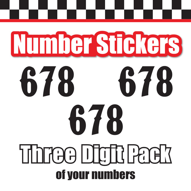 Single Number Decal Sticker Individual Numbers Decals 3 pcs Color Solid - Pointedly Mad Font