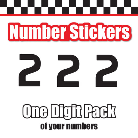 Single Number Decal Sticker Individual Numbers Decals 3 pcs Color Solid - Prototype Font