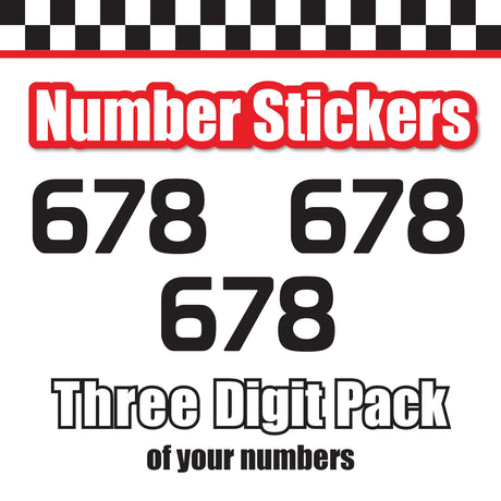 Single Number Decal Sticker Individual Numbers Decals 3 pcs Color Solid - Prototype Font