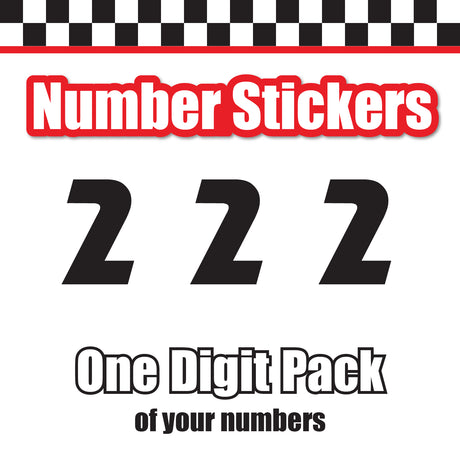 Single Number Decal Sticker Individual Numbers Decals 3 pcs Color Solid - Revue Font