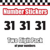 Single Number Decal Sticker Individual Numbers Decals 3 pcs Color Solid - Revue Font