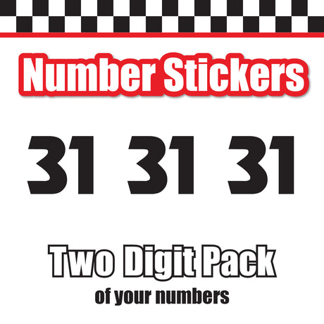 Single Number Decal Sticker Individual Numbers Decals 3 pcs Color Solid - Revue Font