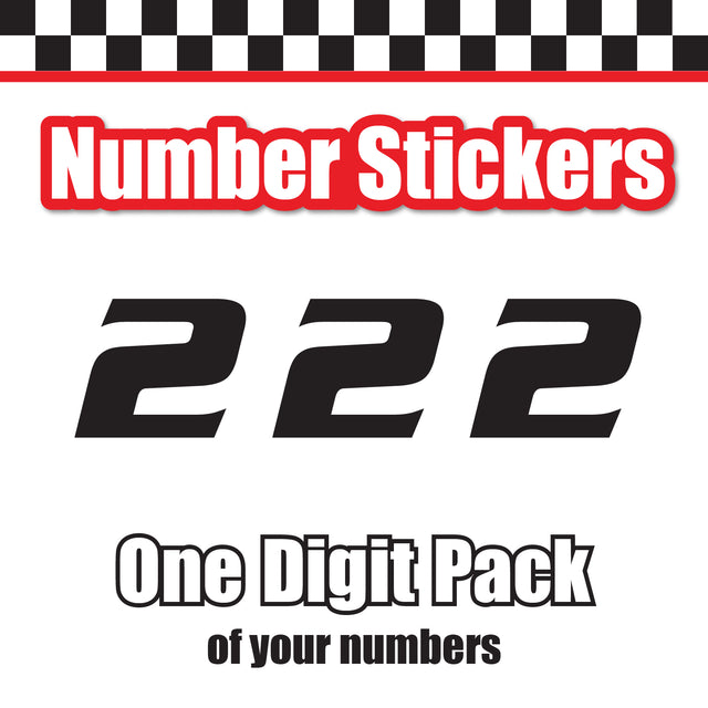 Single Number Decal Sticker Individual Numbers Decals 3 pcs Color Solid - Serpentine Std Bold Oblique Font