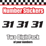 Single Number Decal Sticker Individual Numbers Decals 3 pcs Color Solid - Serpentine Std Bold Oblique Font