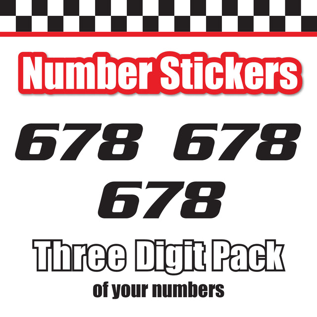 Single Number Decal Sticker Individual Numbers Decals 3 pcs Color Solid - Serpentine Std Bold Oblique Font