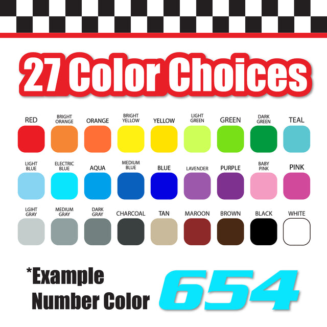 Single Number Decal Sticker Individual Numbers Decals 3 pcs Color Solid - Serpentine Std Bold Oblique Font