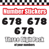 Single Number Decal Sticker Individual Numbers Decals 3 pcs Color Solid - WhoopAss Font