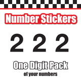 Single Number Decal Sticker Individual Numbers Decals 3 pcs Color Solid - Helvetica Neue Bold Font