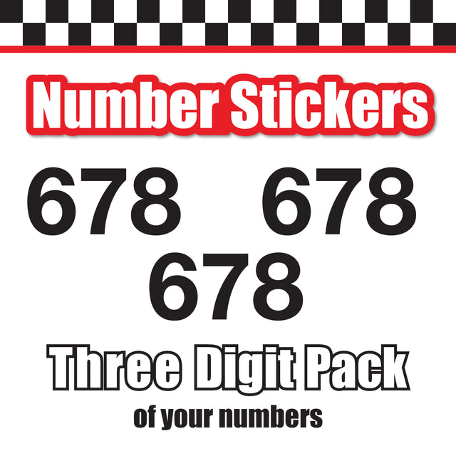 Single Number Decal Sticker Individual Numbers Decals 3 pcs Color Solid - Helvetica Neue Bold Font