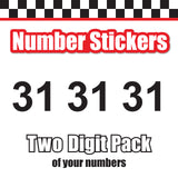 Single Number Decal Sticker Individual Numbers Decals 3 pcs Color Solid - Arial Bold Font