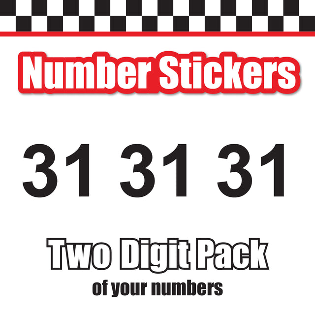 Single Number Decal Sticker Individual Numbers Decals 3 pcs Color Solid - Arial Bold Font