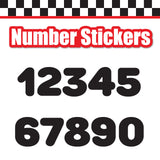 Single Number Decal Sticker Individual Numbers Decals 3 pcs Color Solid - Rounds Black Font