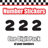 Single Number Decal Sticker Individual Numbers Decals 3 pcs Color Solid - Rounds Black Font