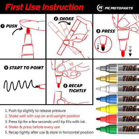 1x Tire Pens Paint Marker Car Motorcycle Tread Waterproof - StickerBao Wheel Sticker Store
